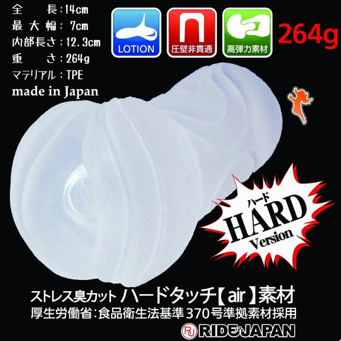Side view of crystal-clear Virgin Loop HARD pocket stroker